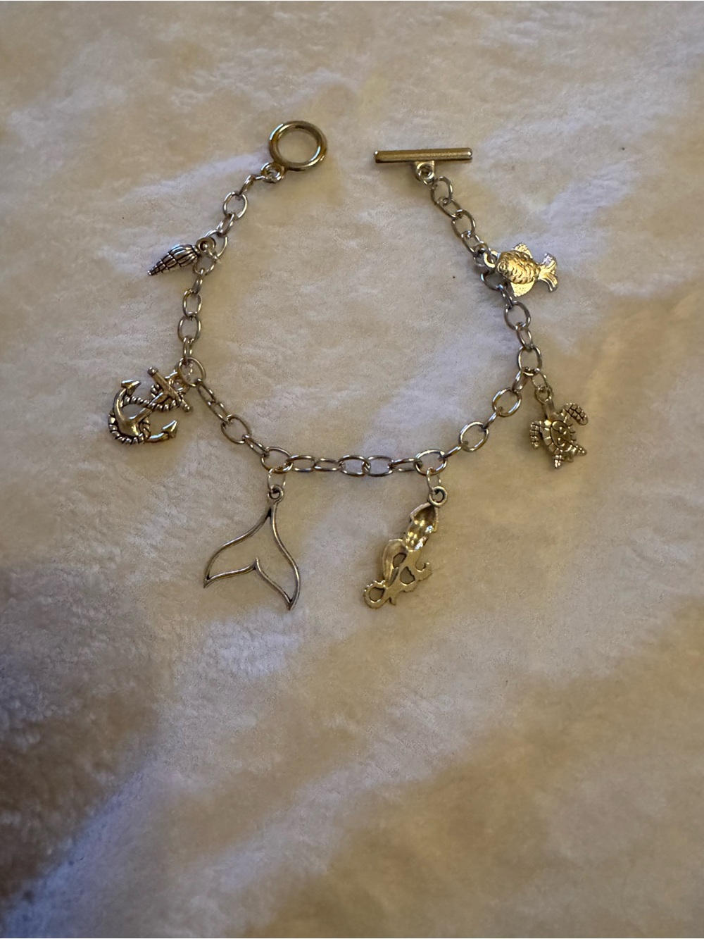 Silver Nautical Charm Bracelet - Whale Tail & Ocean Charms